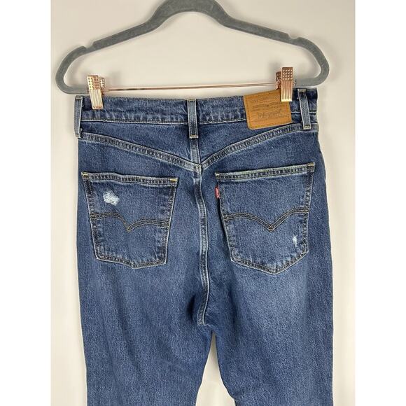 Womens Levi's Jeans 70s High Flare Premium Denim Sz 29 “Big E” Dark Wash Retro - Picture 6 of 12